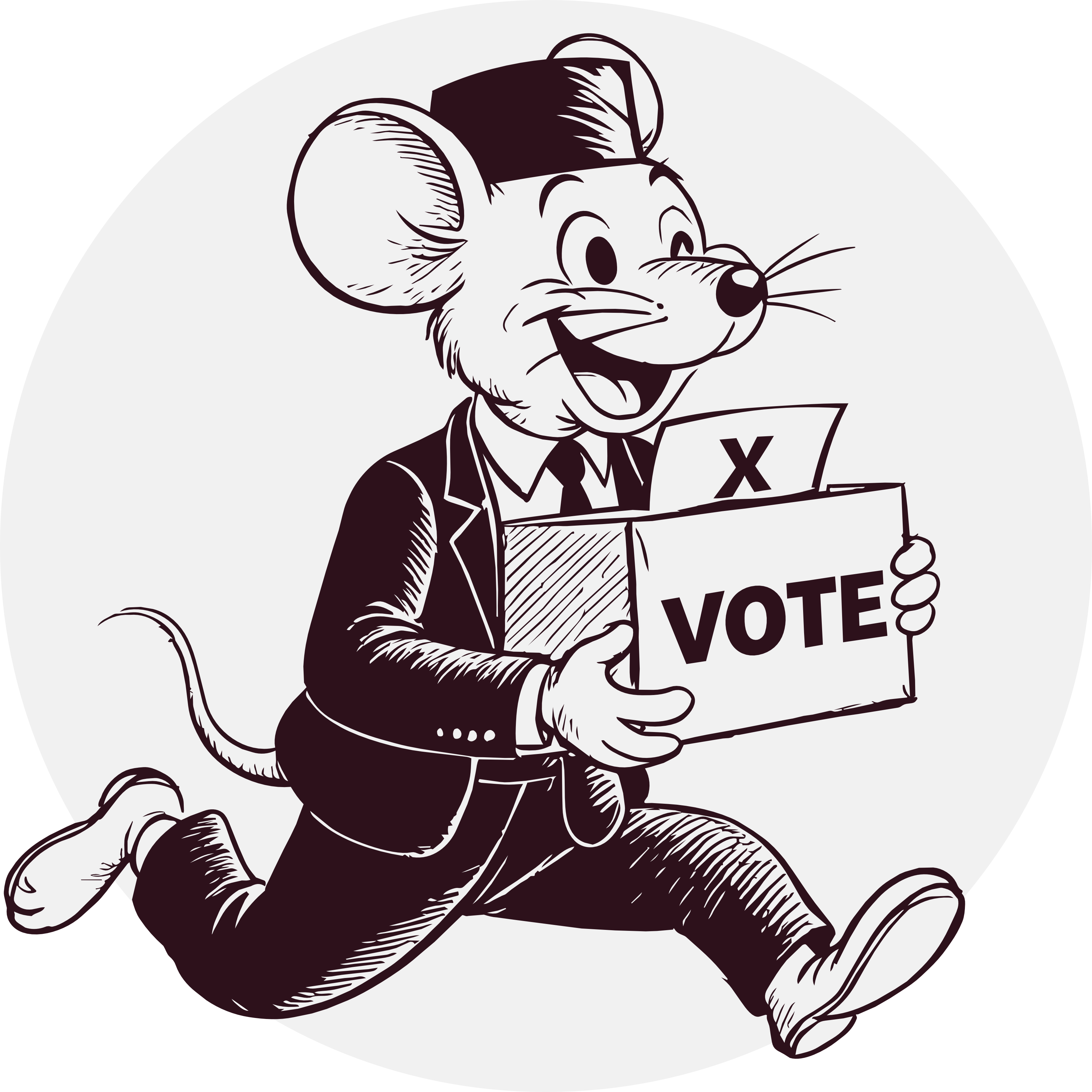 Politikus mascot casting a vote